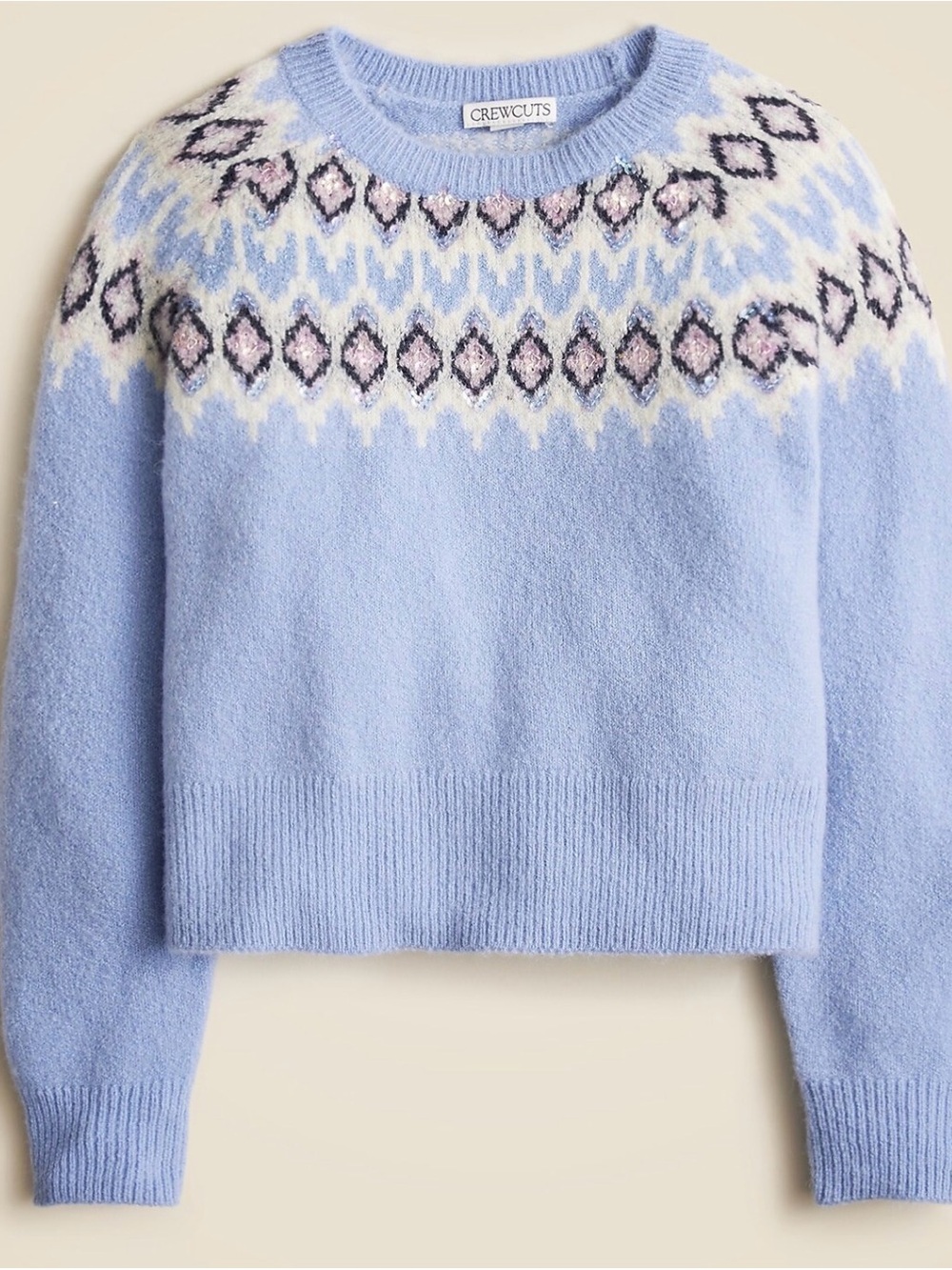 Crewcuts Girls' sequin Fair Isle sweater in Supersoft yarn